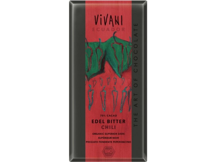 Čokoláda hořká s Chilli Bio vegan 100g Vivani 100 g