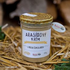 Arašídový krém s BIO bílou čokoládou BOŽSKÉ OŘÍŠKY 390 g Arašídový krém s BIO bílou čokoládou BOŽSKÉ OŘÍŠKY 390 g