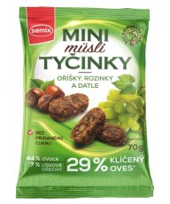 MINI MÜSLI TYČINKY S OŘÍŠKY BEZ LEPKU 70 G, SEMIX 70 g