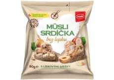 Musli srdíčka bez lepku s lískovými oříšky 50 g