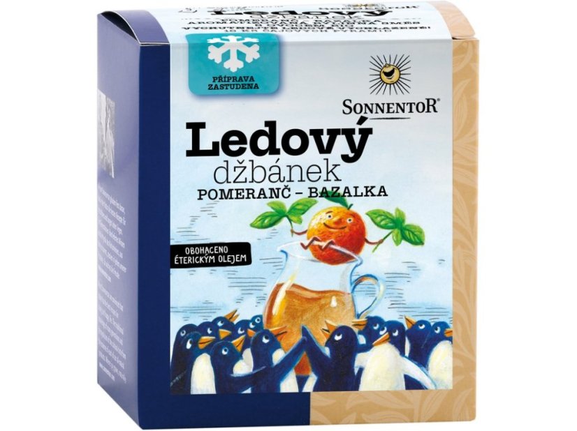 Ledový džbánek pomeranč - bazalka,  aromatizovaná bylinný čaj s ovocem BIO 40 g