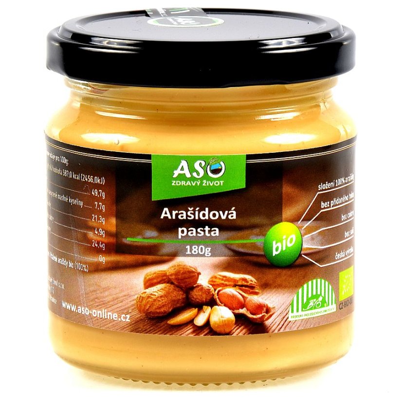 ARAŠÍDOVÁ PASTA 180g BIO , ASO Zdravý život 380 g