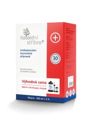Koloidní stříbro 500 ml + 25 ml sprej + 30 ml N sprej 30 ppm